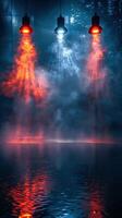 AI generated Street Light Illuminating Foggy Night photo