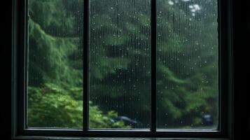AI generated Rain soaked window with a moody ambiance. Generative AI photo