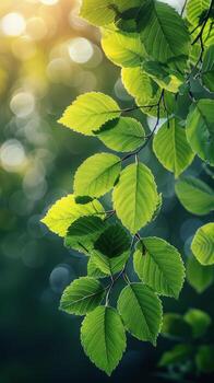 AI generated Close-Up of Tree Branch With Leaves photo