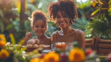 AI generated Two Women Dining at Table photo