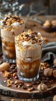 AI generated Glass of Beverage Surrounded by Nuts photo