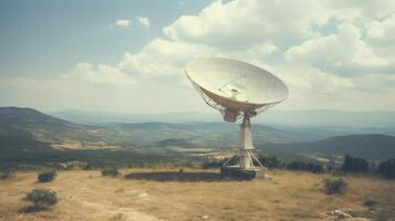 AI generated Satellite dish in a rural setting. Generative AI photo