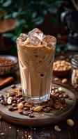 AI generated Glass of Beverage Surrounded by Nuts photo