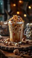 AI generated Glass of Beverage Surrounded by Nuts photo