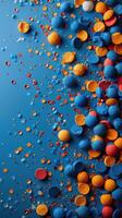 AI generated Colorful Confetti on Blue Background photo