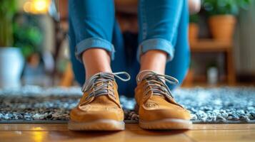 AI generated Persons Feet on Rug Close-Up photo