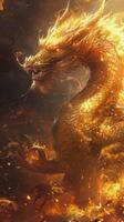 AI generated Golden Dragon Soaring Through Sky photo
