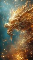 AI generated Golden Dragon Soaring Through Sky photo