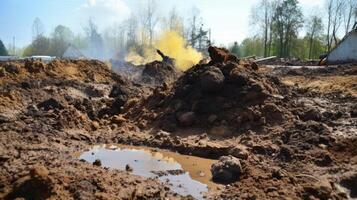 ai generado suelo contaminación causado por incorrecto disposición de peligroso materiales generativo ai foto