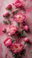 AI generated Pink Flowers on Table photo