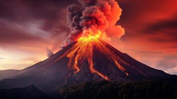 AI generated The fiery hues of a volcanic eruption. Generative AI photo