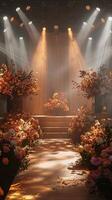 AI generated Stage Adorned With Flowers and Lights photo