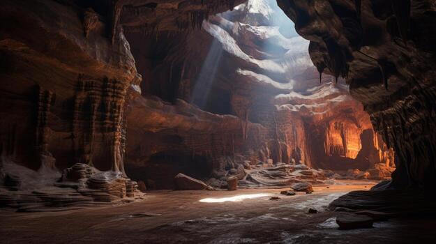 AI generated The otherworldly beauty of an underground cave system. Generative AI photo