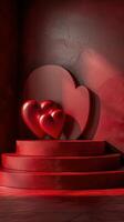 AI generated Red Hearts Floating in Air photo