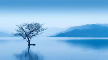 AI generated Tranquil blue scene, invoking balance and harmony. Generative AI photo