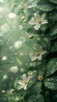 AI generated Green Plant With Water Droplets Close-Up photo
