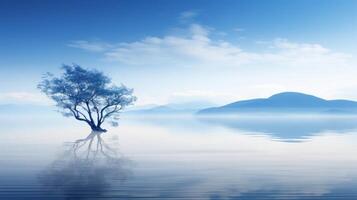 AI generated Tranquil blue scene, invoking relaxation and peace. Generative AI photo