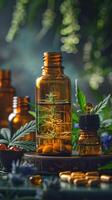 AI generated Bottle of Cannabis Oil on Table photo