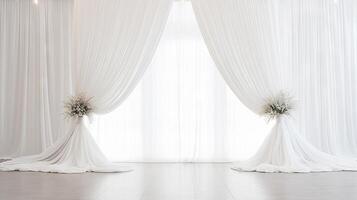 AI generated White backdrop with a touch of elegance. Generative AI photo