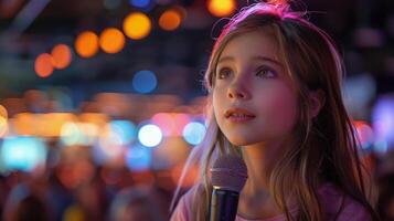 AI generated Young Girl Speaking at Podium photo