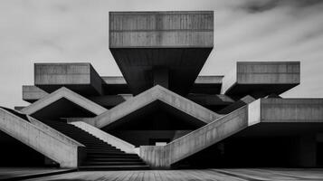 AI generated A black and white image emphasizing brutalist aesthetics. Generative AI photo