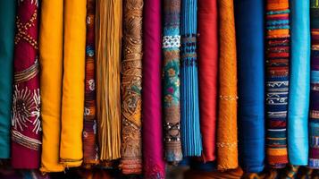ai generado un frontera de vistoso indio textiles y patrones. generativo ai foto