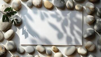 AI generated White Sheet of Paper Surrounded by Rocks photo