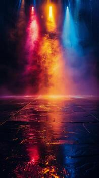 ai generado etapa con iluminado luces foto