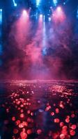 AI generated Red and Blue Light Glowing in Darkness photo