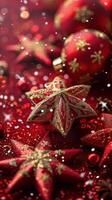 AI generated Elegant Christmas Tree With Gold and Red Ornaments photo