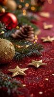 AI generated Elegant Christmas Tree With Gold and Red Ornaments photo