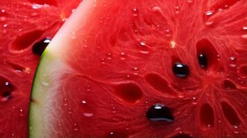 AI generated A closeup of a ripe, juicy watermelon slice. Generative AI photo