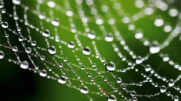 ai generado cerca arriba telaraña con gotas de rocío. generativo ai foto