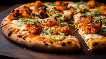 AI generated A closeup of a spicy buffalo cauliflower pizza. Generative AI photo