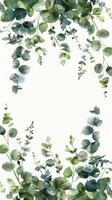 AI generated Green Leaves Watercolor Painting on White Background photo