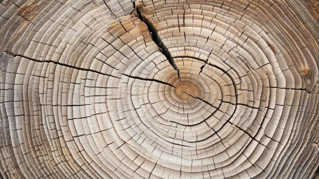 AI generated A cross-section of a tree trunk revealing growth rings. Generative AI photo