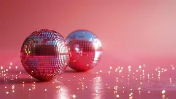 AI generated Shiny Balls on Pink Surface photo