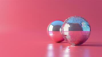 AI generated Shiny Balls on Pink Surface photo