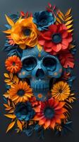 AI generated Skull With Flowers on Head photo