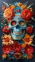 AI generated Skull With Flowers on Head photo