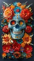 AI generated Skull With Flowers on Head photo