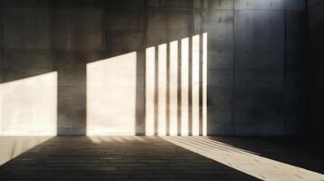 AI generated A dramatic contrast of light and shadow on brutalist walls. Generative AI photo
