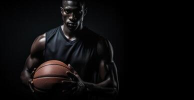 AI generated basketball player wearing uniform holding a basketball ball photo