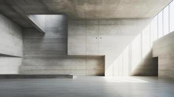 AI generated A minimalist interior of a brutalist concrete structure. Generative AI photo