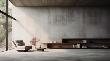 AI generated A minimalist interior space in a harmonious brutalist environment. Generative AI photo