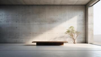 AI generated A minimalist view of a serene interior space in a brutalist setting. Generative AI photo