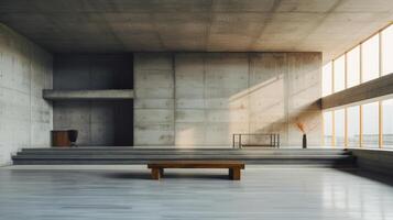 AI generated A minimalist view of a harmonious brutalist interior. Generative AI photo