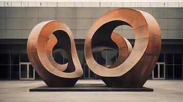 AI generated A modern sculpture harmonizing with brutalist aesthetics. Generative AI photo