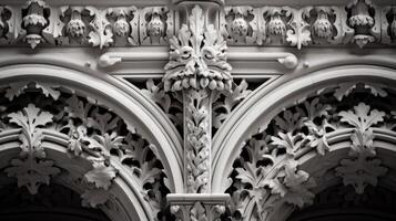 AI generated Monochrome architectural detail, intricate design. Generative AI photo