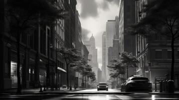 AI generated A monochrome street scene capturing the essence of the city. Generative AI photo